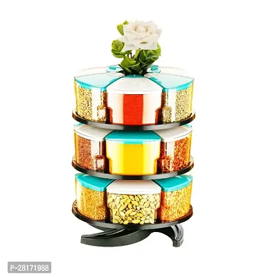 Spice Rack Set of 18 Piece 3  Layer Spice Set -Plastic (White and Blue-18 )-thumb0