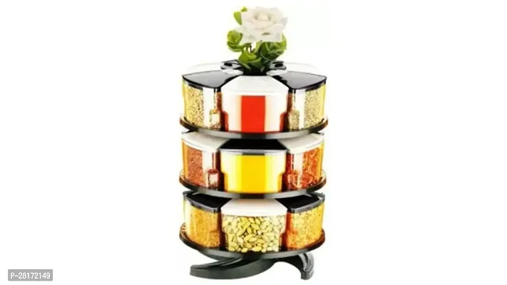 Spice Rack Set of 18 Piece 3  Layer Spice Set -Plastic (White and Black -18 )