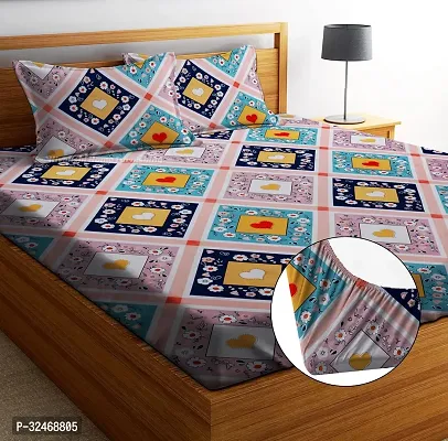 Comfortable Cotton Fitted King Size Bedsheet With Pillow Covers-thumb0