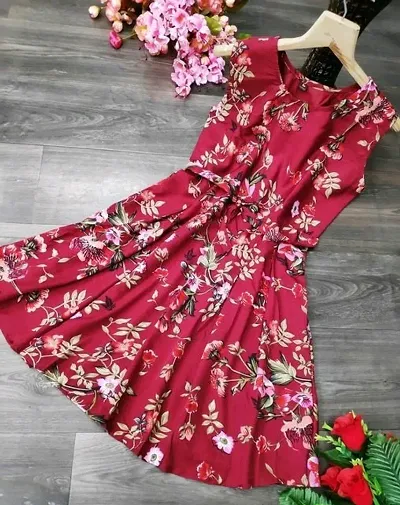 Floral Knee Length Dress For Women