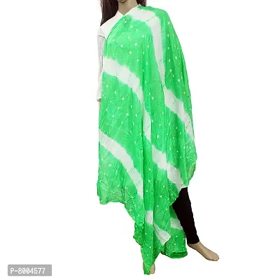 Bagholics Banjara Bandhani Silk Dupatta for Women's (Light Green)-thumb2