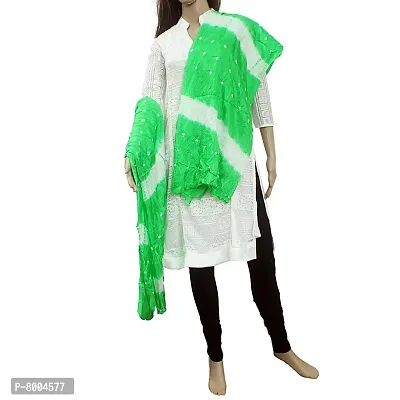 Bagholics Banjara Bandhani Silk Dupatta for Women's (Light Green)