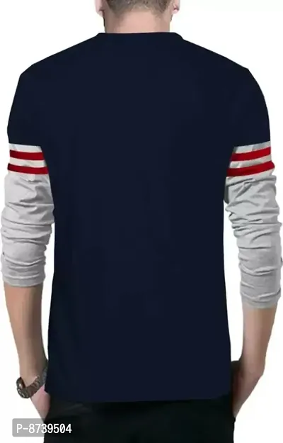 Navy Blue Cotton Tshirt For Men-thumb2