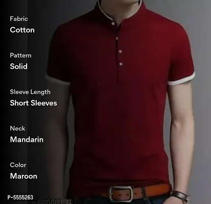 Maroon Cotton Tshirt For Men-thumb2