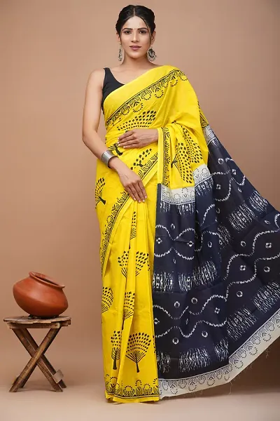 Elegant Mulmul Saree With Blouse Piece For Women