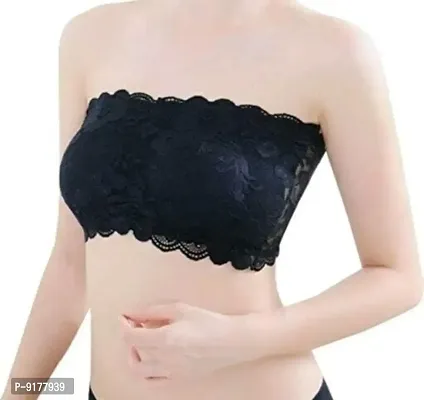 Lace Tube Strapless Lightly Padded Non-Wired Bandeau Bra-thumb0