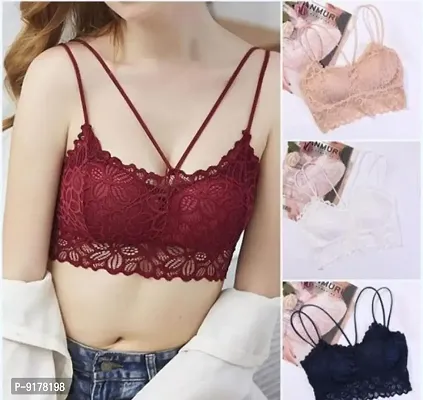 Womens Lace Tube Strapless Padded Wire Free Bra