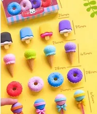 1 Packs/4 Pcs Dessert Erasers (ice cream ,donut,lelipop ,candy) for Kids Stationery for Girls Erasers Set Gift Birthday Gift for Kids Party Favors Return Gift (Random Selection Design)-thumb3