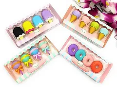 Cute 4 in 1 erasers for Kids Birthday Return Gift (Pack of 4  erasers) (Type: Lollypop, Donuts, Cone, ice-Cream)-Multi Color-thumb2