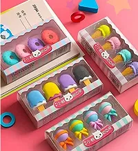 Cute 4 in 1 erasers for Kids Birthday Return Gift (Pack of 4  erasers) (Type: Lollypop, Donuts, Cone, ice-Cream)-Multi Color-thumb3