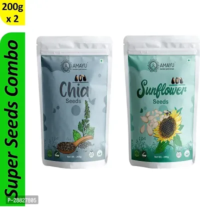 Organic Chia, Sunflower Seeds For Weight Loss - 400gm Pack Of 2-thumb0