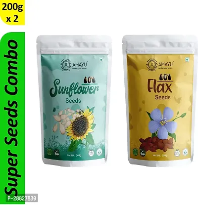 Organic Sunflower, Flax Seeds For Weight Loss - 400gm Pack Of 2-thumb0