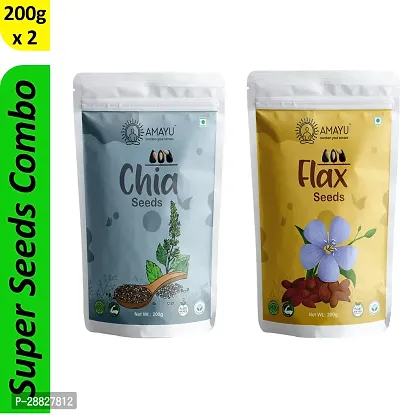 Organic Chia, Flax Seeds For Weight Loss - 400gm Pack Of 2