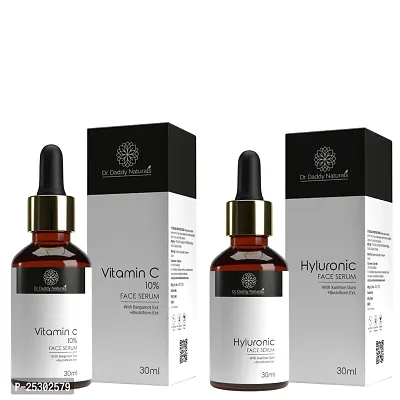 Dr. Daddy Natural's Multi Action Anti Aging Combo Vitamin C  Hyluronic Face Serum Gift Hamper Pack For Family, Friends  Employees Face Care Combo | Hydrated Your Skin | Fragrance Free -30 ml