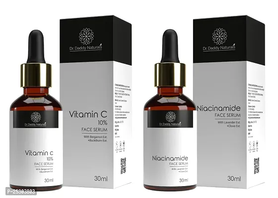 Dr.daddy natural's Vitamin C Face Serum  Niacinamide Face Serum Combo Set For Glowing Skin | Fades Pigmentation and Dark Spots | Fragrance Free 30ml) Pack Of 2-thumb0
