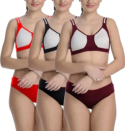 StyFun Cotton Blend Sports Sets, Lingerie Set for Women, Combo Everyday Bra Panty, See Main Image to Check How Many Sets You Will Get