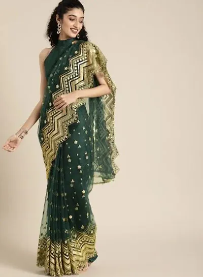 Best Selling Net Saree with Blouse piece 