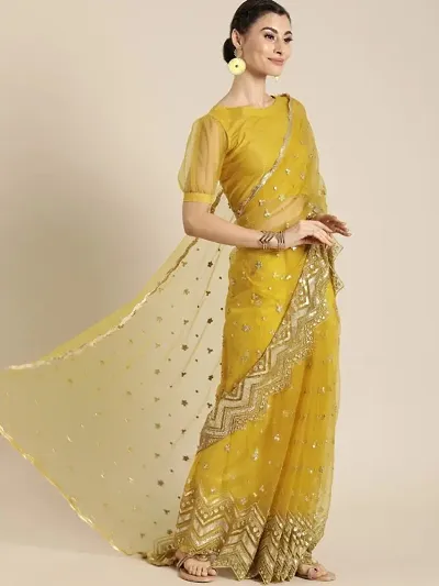 Classic Net Saree with Blouse piece