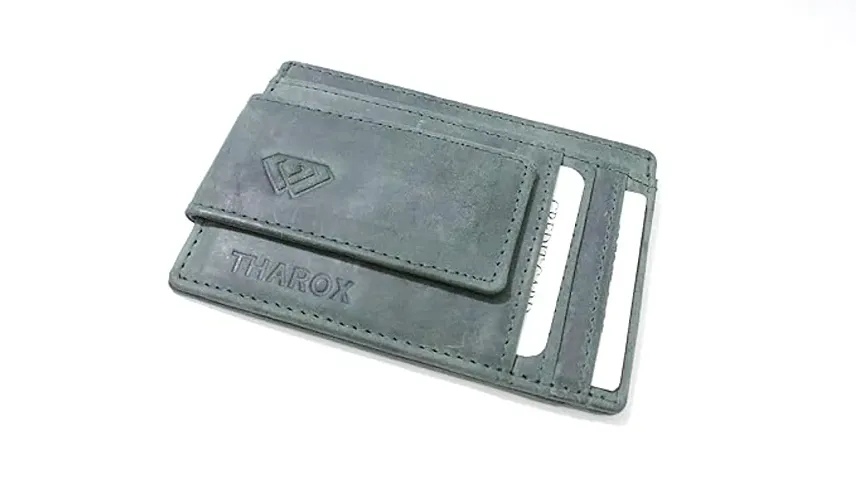 Elegant Artificial Leather Self Design Money Clip For Men