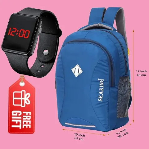 Stylish Solid Backpacks With Watch