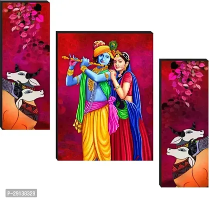 Set of 3 Modern art self radha krishan adeshive Home decorative gift item wall painting for living room  office  hotel MDF framed painting