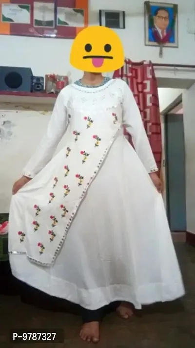 Beautiful Anarkali Off White Embroidered Rayon Kurta For Women-thumb3