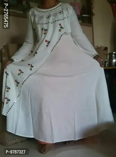 Beautiful Anarkali Off White Embroidered Rayon Kurta For Women-thumb2