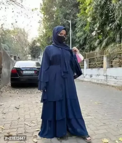 Georgette Self Design Burqa With Hijab  Blue