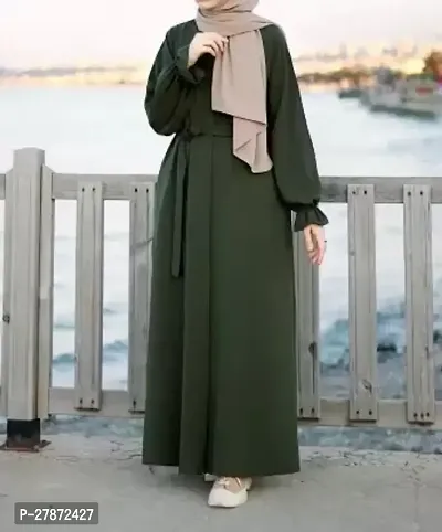 Cotton Blend Cotton Silk Self Design Burqa With Hijab  Green-thumb0