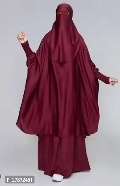 Burkha for womens dubai abaya Jilbab Khimar Full Set Abaya. Nida Matte Self Design Houndstooth Abaya With Hijab  Maroon