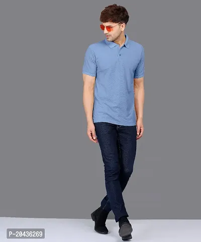 Stylish Fancy Cotton Solid Polos T-Shirts For Men-thumb2