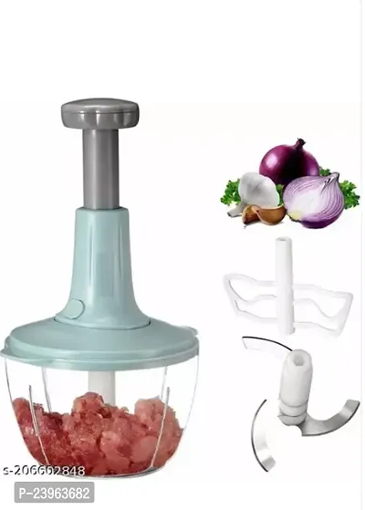 Home Puff 550ml Easy to use Fruits and Vegetable Push Chopper for Kitchen, 3 Sharp Stainless Steel Blades, Unbreakable Food-Grade Plastic-thumb2