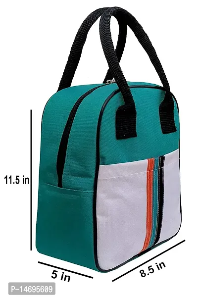 Insulated Polyester Sea Green Lunch Bag for Office-thumb4