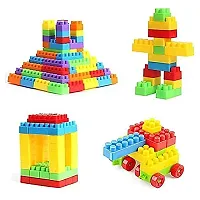 Certified ISI Mark Building Blocks (95 to 102 pcs Block with Wheels ) Pieces Bricks Blocks for Kids and Children-thumb2