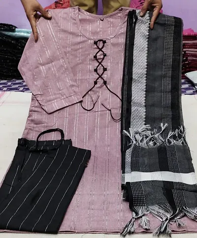 Stylish Straight Striped Khadi Cotton Kurti