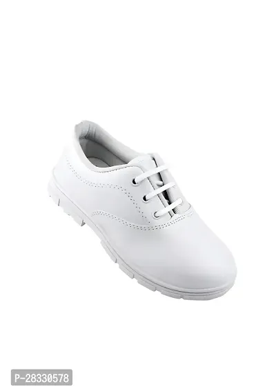 Stylish Lace Up Off White Synthetic Solid Formal Shoe For Kids-thumb0