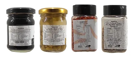 Green Spice  Black Olives (120gm),Green Olives (120gm),Red Chilli/Perprica (50g) and Pizza Spice mix (50g)(Pack of 4)-thumb1