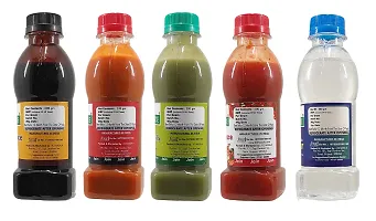 Green Spice  Jain Sauce Combo of Soya,Tomato,Green Chilli,Red Chilli and Vinegar. (200ml x 5) (Pack of 5)-thumb1