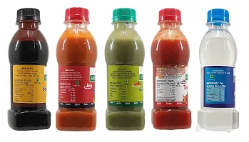 Green Spice  Jain Sauce Combo of Soya,Tomato,Green Chilli,Red Chilli and Vinegar. (200ml x 5) (Pack of 5)-thumb2