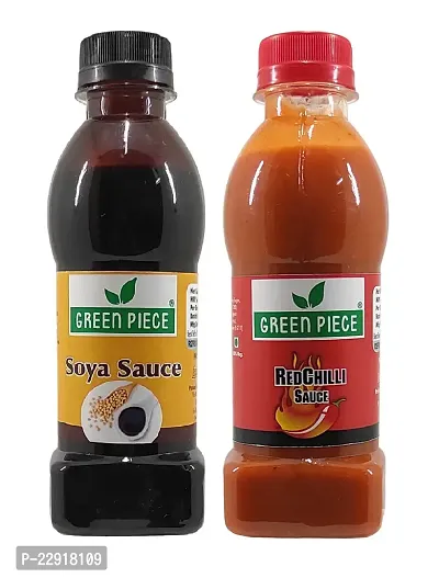 Green Spice  Green Chilli Sauce (200gm),Soya Sauce (200g). (Pack of 2)