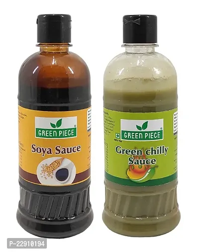 Green Spice  Soya Sauce (500ml),Green Chilli Sauce (500ml) (Pack of 2)