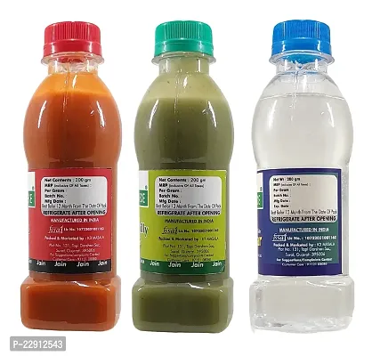 Green Spice  Jain Sauce Without Onion/garlic/Potato ,Green Chilli Sauce (200gm),Red Chilli Sauce (200gm) and vinegar (200gm) (Pack of 3)-thumb2