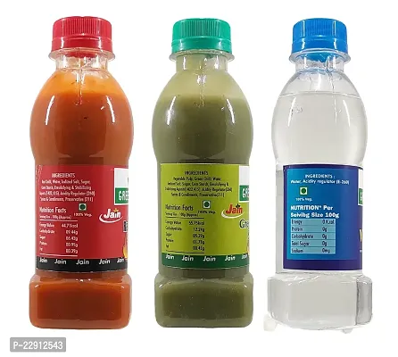 Green Spice  Jain Sauce Without Onion/garlic/Potato ,Green Chilli Sauce (200gm),Red Chilli Sauce (200gm) and vinegar (200gm) (Pack of 3)-thumb3