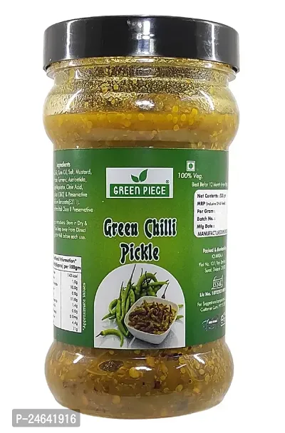 Green Spice  Green Chilli Pickle 500gm (Pack of 1)