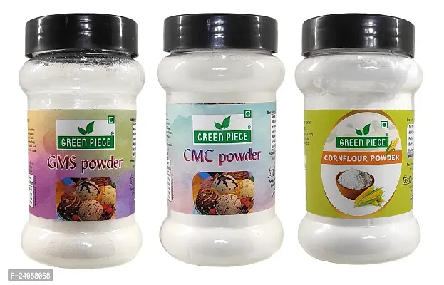 Green Spice  Ice cream Powder Combo of CMC Powder 100gm, GMS Powder 100gm ,Cornflour Powder 100gm (pake of 3)