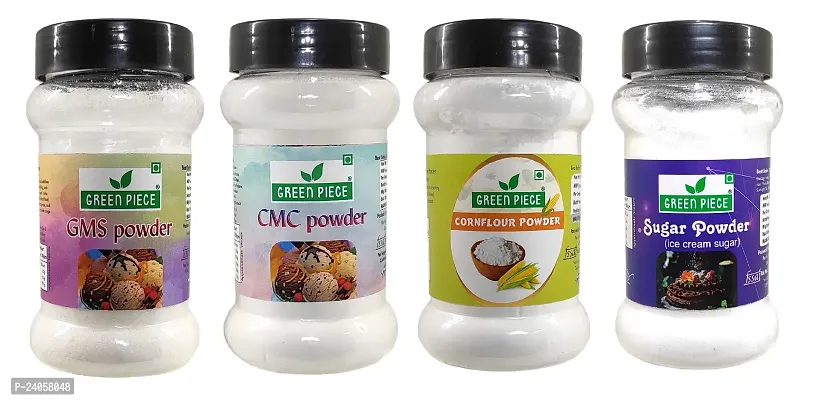 Green Spice  Ice cream Powder Combo of CMC - GMS Powder,Cornflour powder And Ice cream Sugar