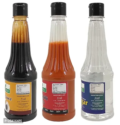 Green Spice  Jain Sauce WIth No Onion/Garlic Soya sauce  Red Chilli Sauce,Vinegar(Pack of 3)(500gm x 3)-thumb2