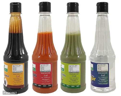 Green Spice  Jain Sauce With No Onion/Garlic Soya,Green Chilli,Red Chilli,Vinegar(Pack of 4)(500gm x 4)-thumb2