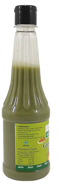 Green Spice  Jain Sauce With No Onion/Garlic Green Chilli Sauce/Catchup .500gm-thumb2