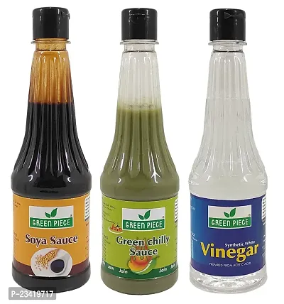 Green Spice  Jain Sauce WIth No Onion/Garlic Soya sauce,Green Chilli  Vinegar.(500gm x 3) (Pack of 3)-thumb0